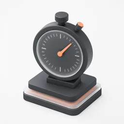 3D stopwatch with an orange hand