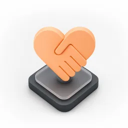3D handshake shaped like a heart