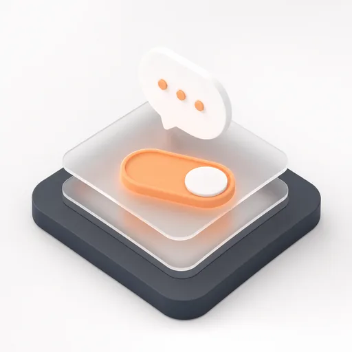 A large orange toggle switched on with a chat bubble above it.