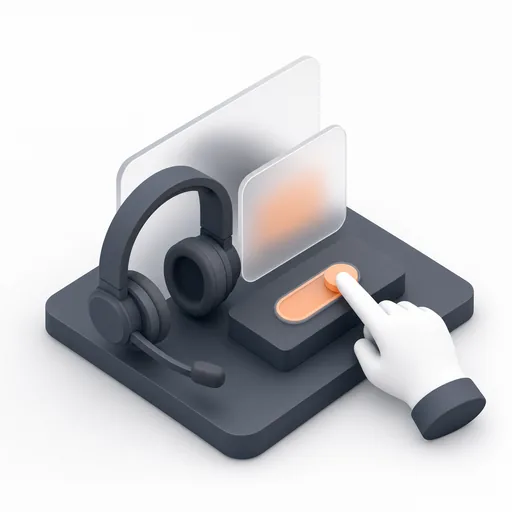 A hand flipping an orange toggle next to a headset.
